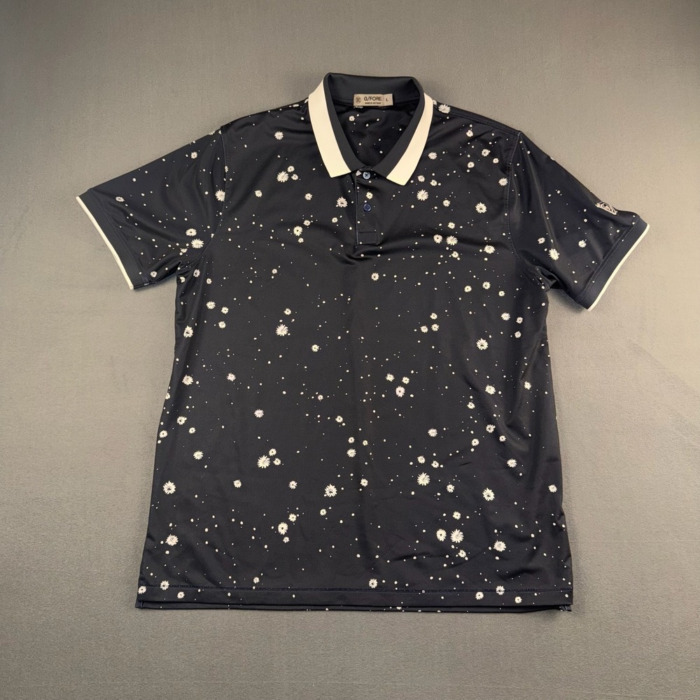 G/FORE Southern Highlands Golf Club Polo Navy Floral Speckle Print Mens Large